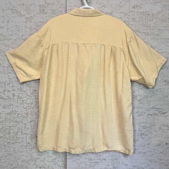 Island Shores 100% Washable Silk Pale Yellow Camp Shirt Sz L Beach Cruise Resort - Picture 14 of 16